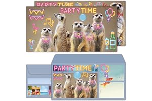 ‎BREITENWERK 12er Set ERDMÄNNCHEN PARTY Einladungskarten mit Umschlag zum Kinder-Geburtstag - Party Einladungen für Kinder Teenager & Erwachsene von BREITENWERK