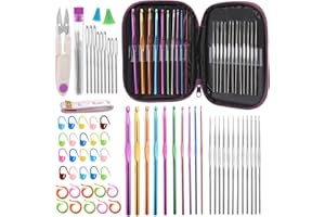 Doxiru Häkelnadel-Set für Anfänger, 22 Häkelnadelgrößen, Ergonomisches Häkelnadelset, Maschenmarkierer, Häkelnadel-Set mit Aufbewahrungsbox für Anfänger, DIY-Handstrickwerkzeuge