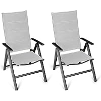 Vanage gepolsterter Gartenstuhl in grau - Klappstuhl im 2er Set - Hochlehner - Klappsessel - Gartenmöbel - Stuhl für…