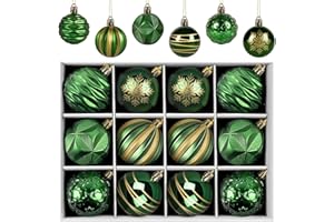 Weihnachtskugeln Grün 6cm Homewit 12er Weihnachtskugeln Weihnachtsdeko Set mit 20 Tannenbaum Kugel Haken für Christbaumschmuck Weihnachtsbaum Deko