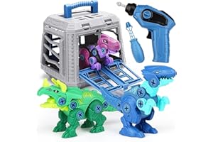 NaXew Dinosaur Toys, Take Apart Dinosaur Toys for Kids, Educational Construction Building Sets with Electric Drill Cage - Birthday Gifts for Toddlers Boys Girls Age 3 4 5 6 7 8 Year Old