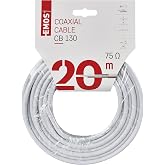 EMOS - Antenna Cable 20 m White Coaxial for TV and Satellite, Type CB130, Shielding 75 dB, 75 Ohms