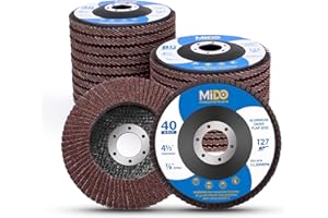MIDO PROFESSIONAL ABRASIVE MIDO Professioanl Abrasive Flap Discs 115mm 20 PCS 40/60/80/120 Assorted Grit Grinding Disc for Angle Grinder Type 27 Aluminum Oxide Flap Disc for Sanding Metal Stainless Steel Wood