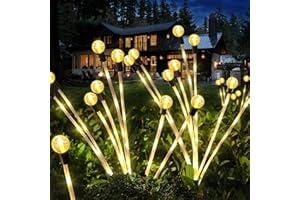 JOLTIX 6 Pezzi Luci Solari Esterno, Luci Solari Giardino Esterno, 8 LED Lampade Solari Lucciole Impermeabile, Luci Giardino Energia Solare per Sentieri Cortili Vialetto (Bolla Giallo Caldo)
