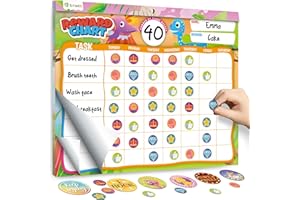 D-FantiX Magnetic Reward Chart for Kids - Behavior Chart Pad with 27 Chores Chart for Children, Dinosaur Reward Sticker Charts Motivate Responsibility & Good Behavior, 2328 Incentive Stickers