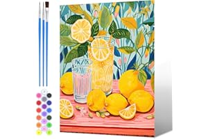 NAIMOER Peinture par Numero Citron Adulte Enfants, Peinture Numero Paysage Pinceaux et Peintures Toile Acryliques Cadeaux Decoration Maison 30x40cm