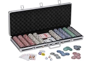 Fat Cat Bling 13,5 G Arcilla de Texas Hold 'em Poker Chip Set con Caja de Aluminio, 500 fichas de Dados de Rayas