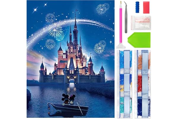 jieyisier Château Diamond Painting Kits,Diamond Painting Complet,Diamond Art Dessin Animé ,Painting Diamant Pour La Décoration Murale De La Maison 30x40cm