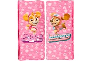 Paw Patrol Juego de 2 Mini Almohadillas Patrulla Canina Rosas con Personajes Skye y Liberty. Ideal para los Cinturones de Seguridad de las Sillas infantiles. Extra Cómoda y Lavable.