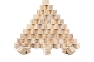 Kurtzy - Cubo de madera (60 piezas) - Cubo pequeño de madera en bruto 2 x 2 cm - Bloque de madera natural - Cubo de madera para bricolaje, aprendizaje, ocio creativo, alfabeto, tampones, letras,