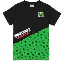 MINECRAFT Maglietta Ufficiale Creeper Per Bambini - T-Shirt Gioco 100% Cotone Nero Taglia 9-10 Anni