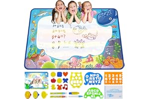 PHYLES Wasser Doodle Matte, Aqua Magic Malmatte 100 * 70cm XL, Bunte Marine Elemente Drawing Painting Matte für Baby Mädchen Junge, Geschenk für Kinder ab 2 Jahr