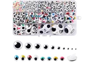 CraftWerk Selbstklebende Wackelaugen Klebeaugen 1.500 Stück - Kulleraugen in Schwarz und Bunt zum Basteln, Scrapbooking und DIY-Projekte - 5 bis 25mm