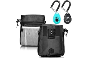 kissleaf Dog Treat Pouch with Poop Bag Holder,Waterproof Portable Dog Walking Treat Bag Easily Carrying With Waist Belt for Dog Feeding/Outdoor Training/Walking Dogs