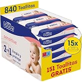 Dodot Sensitive Baby Wipes, 840 Wipes (15 Packs x 56 uds) (Packaging May Vary)