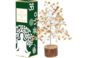 CROCON Yellow Aventurine Crystal Tree of Life, Handmade Gemstone Tree, Chakra Tree of Life, Feng Shui Tree Bonsai, Money Tree, Crystal Decoration, Stone Tree, Artificial Tree, Stone Tree, Spiritual Gifts