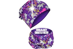 HECKBO 360° Zestaw Czapka z Reflektorem dla Dzieci & Komin - 95% Bawełna - miękki & łatwy w pielęgnacji materiał rozciągliwy - Beanie Wiosna Jesień Zima