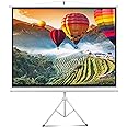 Pyle Upgraded Pyle 72" Projector Screen with Floor Standing Portable Fold-Out Roll-Up Tripod Manual, Mobile Movie Screen, Home Theater Cinema Wedding Party Office Presentation, Quick Assembly PRJTP72