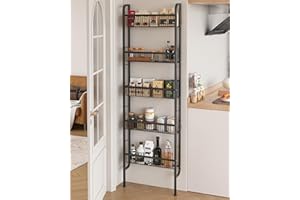 ‎UMDONX UMDONX 5 Etagen Metall Schmales Badezimmerregal Bücherregal, Wandregal für die Küche, Leiterregal Multifunktionales Metallregal für Enge Räume, Schwarz