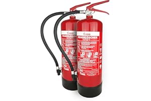 NOTLOK SAFETY WORK 2 extintores de polvo 6 kg, polvo extintor ABC, presión continua con manómetro, temperatura de funcionamiento -30 °C +60 °C, presión máxima admisible 17 bar, incluye soporte metálico, acabado de pintu