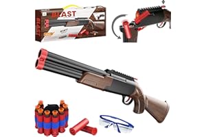 AMERRLY Blaster di schiuma giocattolo a doppia canna, 80 proiettili morbidi e 12 bossoli da espellere, pistola giocattolo blaster di schiuma per bambini di età compresa tra 8 e 12 anni, regali per bambini