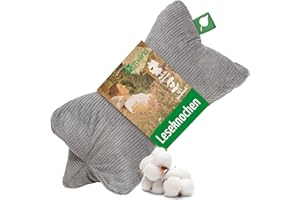 ‎HERBALIND Herbalind Leseknochen Nackenrolle 40x18 cm Cord Design - 100% Baumwolle Cordstoff robust und waschbar - ergonomisches Nackenkissen als Lesekissen zum Relaxen, Lesen - für Tablet - grau