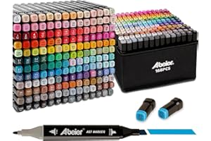 ABEIER Rotulador,168 Colores Marcadores Manga Creativos Rotulador Alcohol Rotuladores,Alcohol de Marker Pen, Doble ara Acuarela Graffiti para Principiantes Set