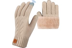 Zepphi Winterhandschuhe Damen mit Fleecefutter, Touchscreen Warme Fleece Strickhandschuhe Thermo Winter Handschuhe Herren für Outdoor Sport Laufen Radfahren Freizeit ski reithandschuhe