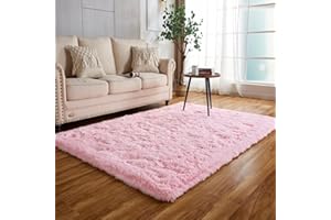 Achiiso Small Fluffy Rugs,Washable Long Plush Rugs,Pink Thick Rug Suitable for Bedroom Kidsroom,Living Room,Dorm Room (Pink,60x120 cm)