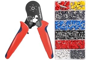 DECHENGBAO Set di pinze a crimpare esagonali, kit di strumenti per crimpare ghiere con 1200 pezzi di terminali per fili isolati con ghiere, cricchetto per cavi elettrici (0,25-6 mm²)