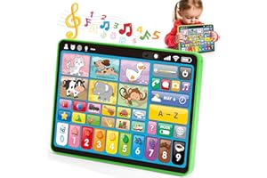hahaland Tablet para Niños 1 año - Musical Panel Educativo Que enseñan Letras, números, Colores, Animales - Tablet Infantil Juguetes Interactivos para niños 2 años, Versión ESP