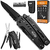 RoverTac Pocket Knife Multitool Camping Knife Gifts for Men Dad Husband 18 in 1 Multi Tool Knife Pliers Scissors Saw Corkscre