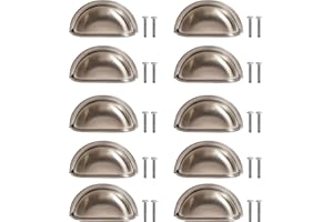 HARMAC HOUSE Cabinet Cup Handles 10 Pack Shell Shape Cupboard Drawer Pull Cup Handles, 3 Inch/76mm Screw Spacing, Kitchen Cupboard, Bedroom Dresser, Bathroom Wardrobe Pull Handles (Brushed Nickel)