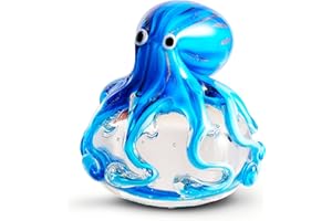 ‎EUSTUMA EUSTUMA Ręcznie dmuchana szklana ośmiornica figurka ozdoba, zwierzę morskie ozdoba do akwarium, kolekcja zwierząt morskich na prezent urodzinowy, szklany przycisk do papieru biurkowego na biurko.