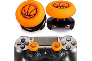 Playrealm FPS Thumbstick Extender & Drucken Gummi Silikon Griffabdeckung Thumb Grip Aufsätze 2 Sätze für PS5 Dualsenese & PS4 Controller(Basketball)