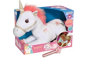 GIPSY TOYS - Peluche interactive – Lica Bella magique – Licorne en peluche toute douce qui s’illumine et émet des sons féeriques, Blanc