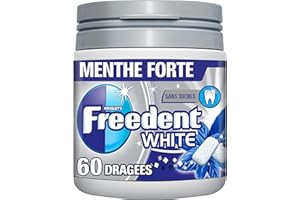 FREEDENT WHITE - Chewing-gum Menthe Forte sans sucres - Boîte de 60 dragées - Préparez la rentrée - 84g