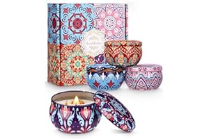 Birshe Juego de velas, nuevo estilo étnico, velas perfumadas, juego de regalo, 4 unidades, cera de soja natural, velas de aromaterapia, velas decorativas para aromaterapia, Navidad, cumpleaños, día de