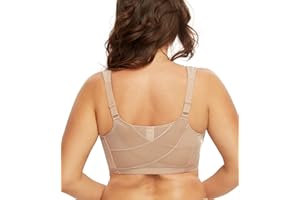 DotVol Women's Full Figure Front Closure Wirefree Jacquard Back Support Posture Bra