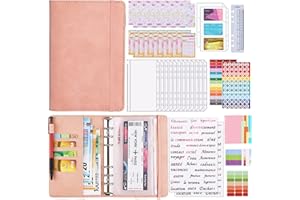TOGOU2S Classeur Budget A6 Classeur Budget 12 PVC Envelope 24 Feuilles 2 Pochettes pour Cartes 2 Autocollants Français Pour Bureau Maison