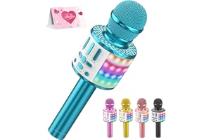 Microphone Sans Fil Bluetooth Karaoké, Portable Karaoké Micro Haut-Parleur Avec LumièRe, Microphone Karaoke Pour Enfants/Adultes Chanter Club Noël Anniversaire Soiree Famille Youtube Live, Idée Cadeau