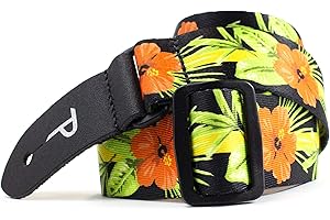 P PERRI'S LEATHERS LTD. Perri's Leathers UKLPCP-7095 Polyester Ukulele Strap - 1.5", Red Hibiscus