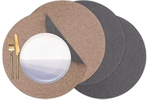 Banchif Manteles Individuales Lavables Juego de 4 Manteles Individuales de Lino Antideslizantes Manteles Individuales de Mesa Manteles Individuales Redondos (38 cm de diámetro)