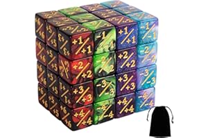APOMOONS 48pcs MTG Counters Token Dice, Glitter D6 Cube, Magic The Gathering Positive and Negative Loyalty Counter Set Compatible With CCG, Card Gaming Accessory (Glitter)
