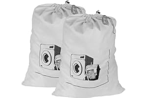 Maishijie Bawełniany worek na pranie o dużej wytrzymałości, 45 x 65 cm, bardzo trwały, torba do przechowywania zabawek, torba na brudne ubrania, sznurek do ściągania z zamkiem sznurkowym,