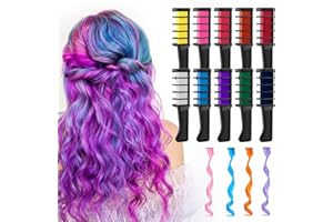 above zero 10 Colori Capelli gesso pettine, Capelli Gesso Pettine per Bambini, Set per Ragazza Tinta Temporanea Lavabile Gessetti Bambina, per Halloween Festa di Compleanno di Natale, Cosplay