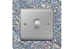 the sticker studio ltd Single Light Switch/Socket Surround Acrylic Finger Plate Silver Sequin