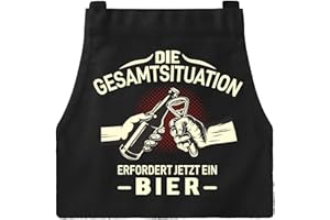 XCSJKJ Grillschürze für Männer Kochschürze Herren Schürze lustig, Grill schürze für Männer küchenschürze Herren personalisiert mit 4 Taschen ERFORDERT JETZT EIN BIER