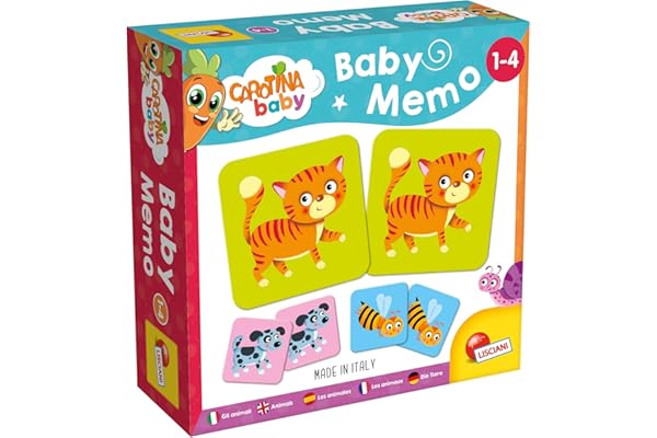 Lisciani - Baby Memo - Los Animales - Juego de Sociedad Educativo - Juego de Memoria y Reflexión - 24 Cartas - Para Niños de 1 a 4 años de edad - CAROTINA BABY