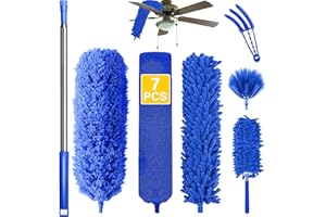 ETIEVORT 7 Pezzi Spolverino Per Polvere, Lavabile Spolverino Telescopico In Microfibra, Pulizia Sotto Letto Estensibile Flessibile, Spolverino Per Polvere Allungabile Per Pulire Letto, Divano, Casa (Blu)